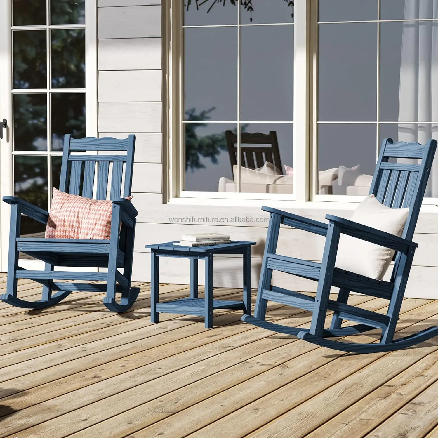 All-Weather Outdoor Rocking Chair, High Impact Polystyrene Material Porch Rocker with 400 lbs Weight Capacity, for Backyard,