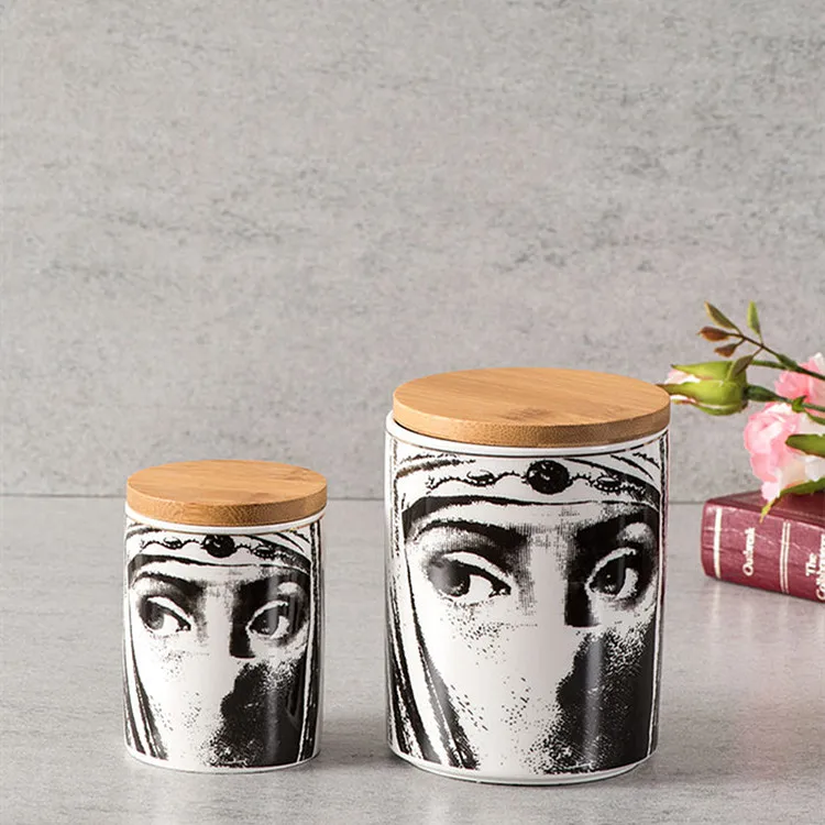 PITO Nordic Style Ceramic Tea Sugar Coffee Storage Jars Sealed Home Restaurant Food Kitchen Storage Jars with Lid Ceramic Jug