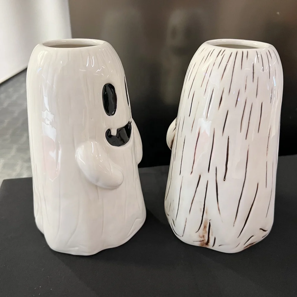 Custom wholesale barware Halloween holiday present gift porcelain 3d glass tiki mugs cocktail cup cute ceramic ghost tiki mug
