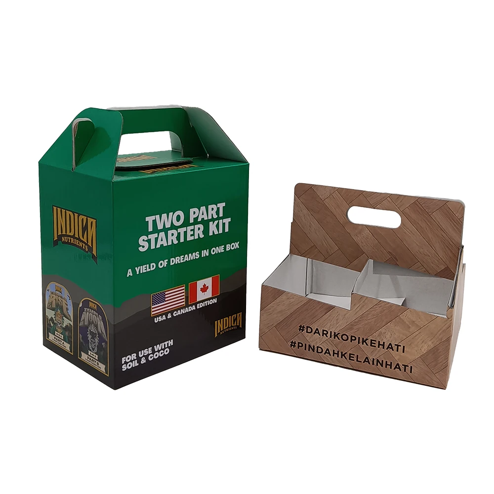 Wholesale Brown Sturdy Paper Box for Grocery Store Drink Container Box for Restaurant 4 Pack Coffee Beverage Takeout Paper Box