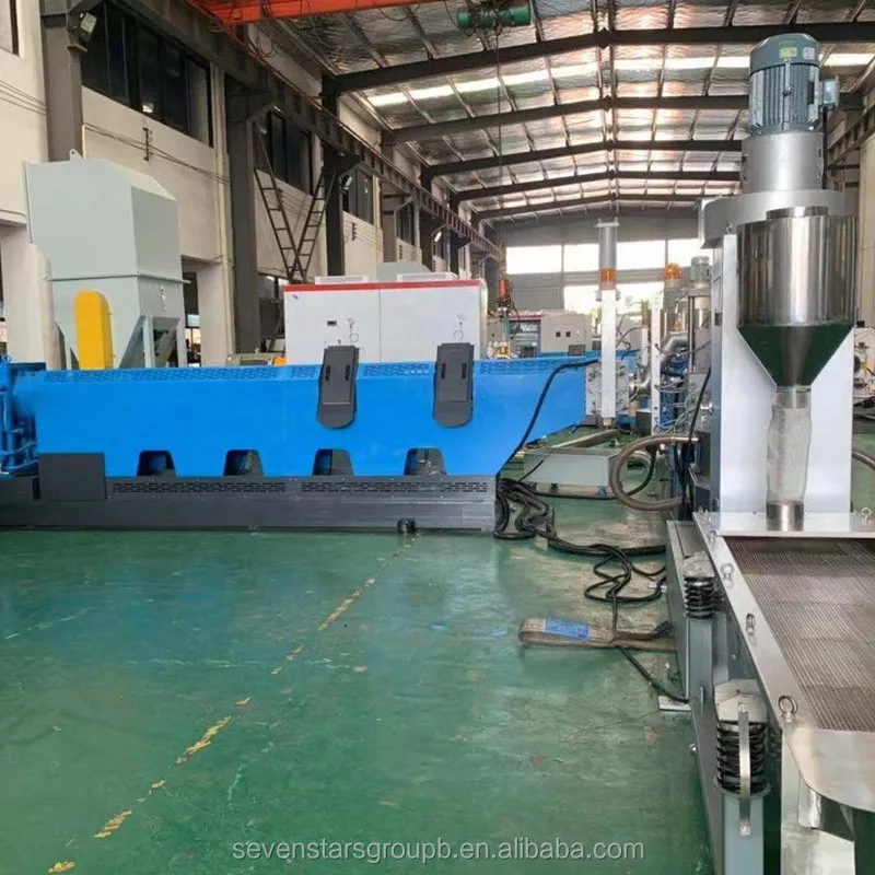 Waste Plastic PP PE PS Recycling Granulation Machine / Double Stage Pelletizing Line