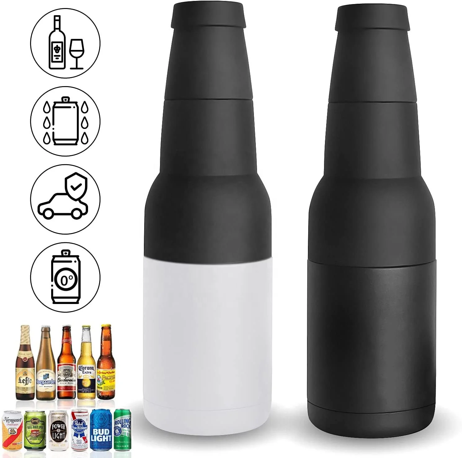 Double Wall Stainless Steel Vacuum Insulated Can Coole Thermo beer Tumbler 3-in-1 Beer Soda Bottle can cooler 12OZ with Beer Ope