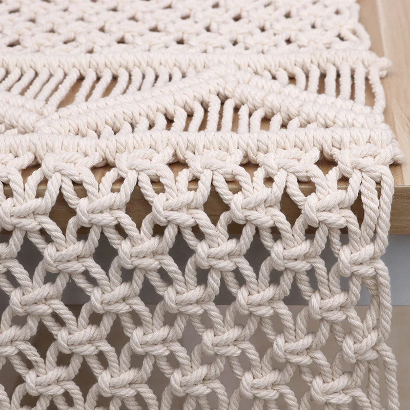 Lufu Hollow Out Wedding Decoration Morocco Handwoven Macrame Table Runner  Natural Cotton Lace Table Runners table runner set