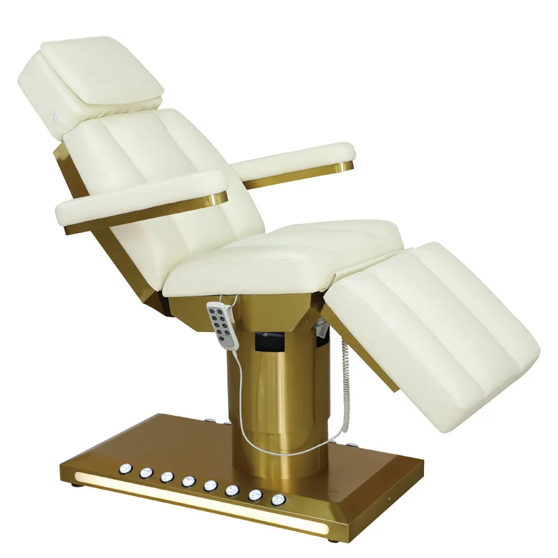 luxury adjustable tilting massage table with electric foot pedal controls full body  beauty face bed