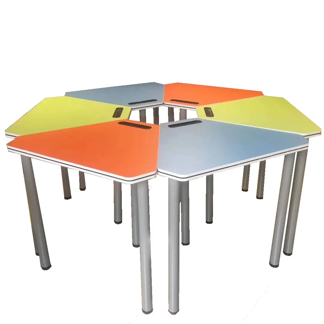 Group Reading Table and Chair With Colorful Desktop For Library Activity Studying Group Modular Reading Chair Adjustable