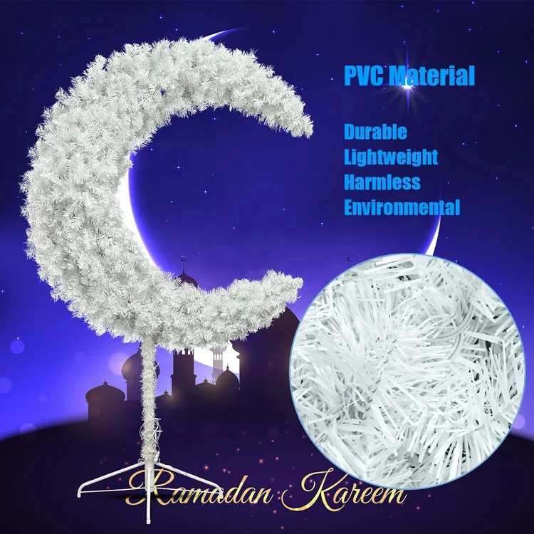 Hot Sale Islamic 6ft PVC Artificial White Moon Tree Eid Ramadan Decoration Moon Tree For Indoor