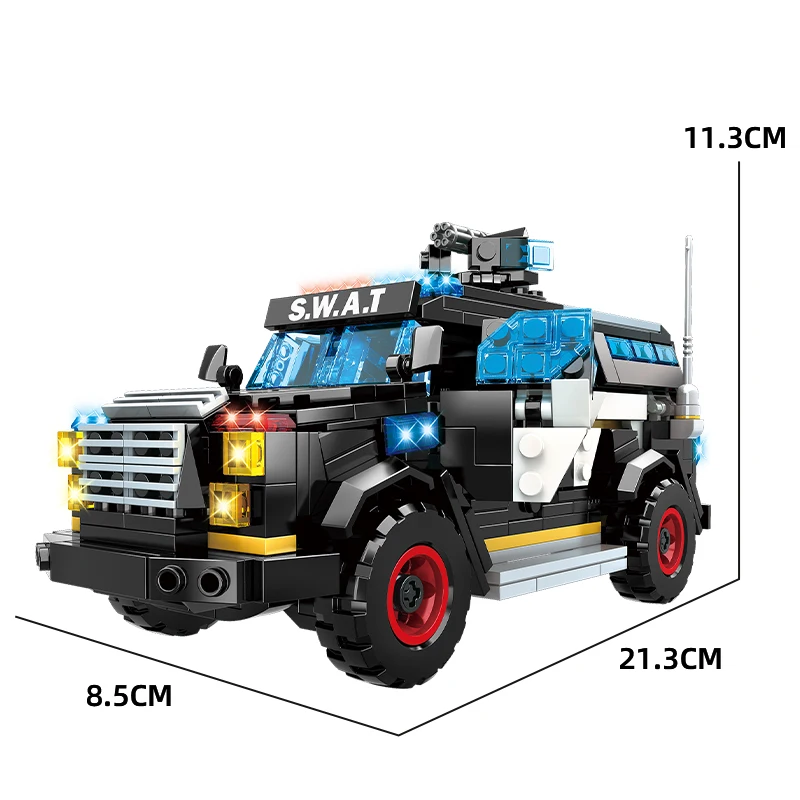 Model 8 in 1 Armored Car Student Special Police Team Child SWAT War Vehicle Building Blocks Brick Toy Kid Wholesale Toys