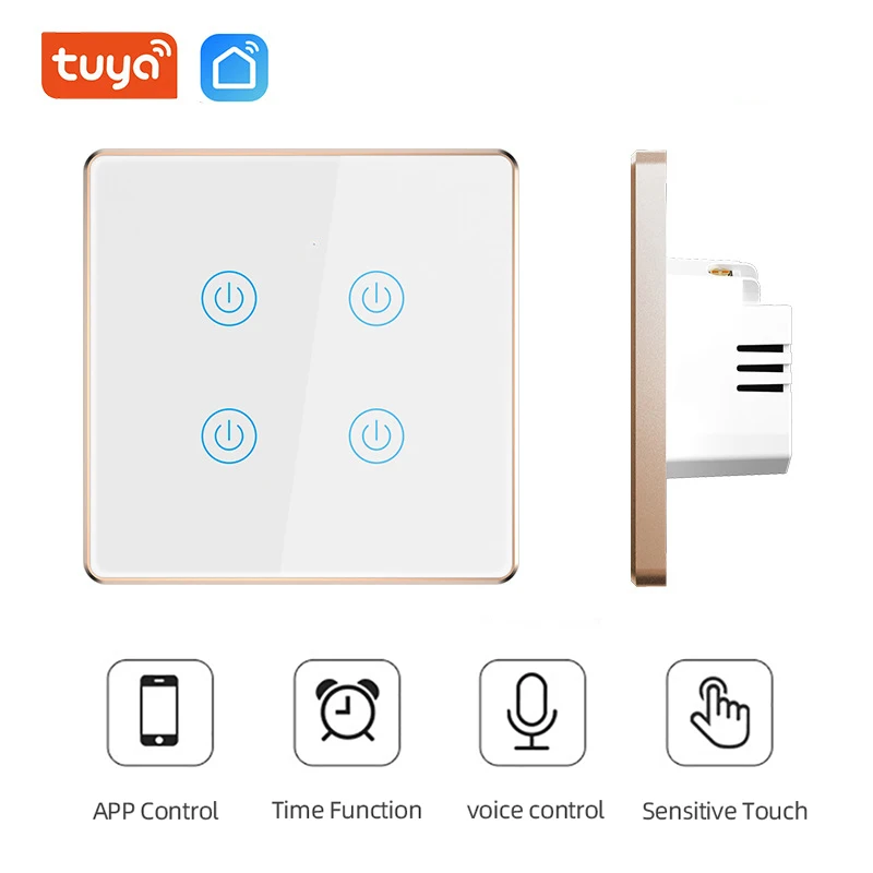 Tuya smart switch light alexa tempered glass zigbee smart switch for lights
