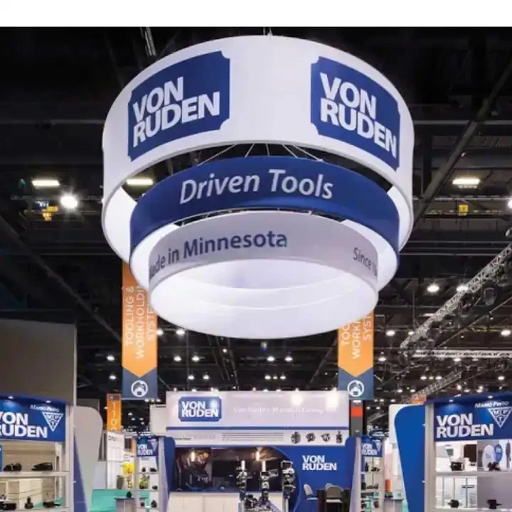 China Supplier Frameless SEG Frame Backlit LED Trade Show Hanging Sign Ceiling Hanging Banner