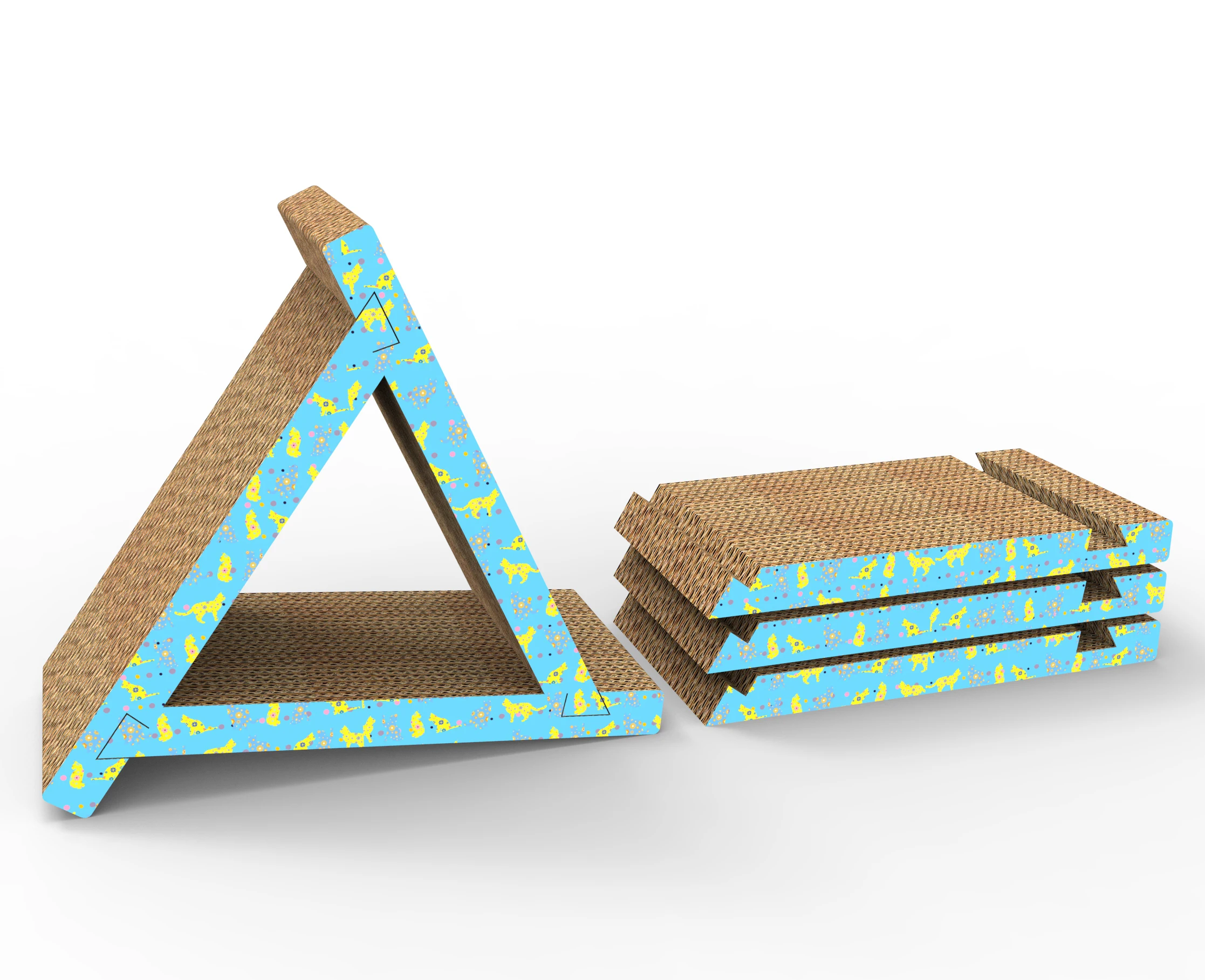 flat package muti-functional cat scratcher for cat playing and scratching