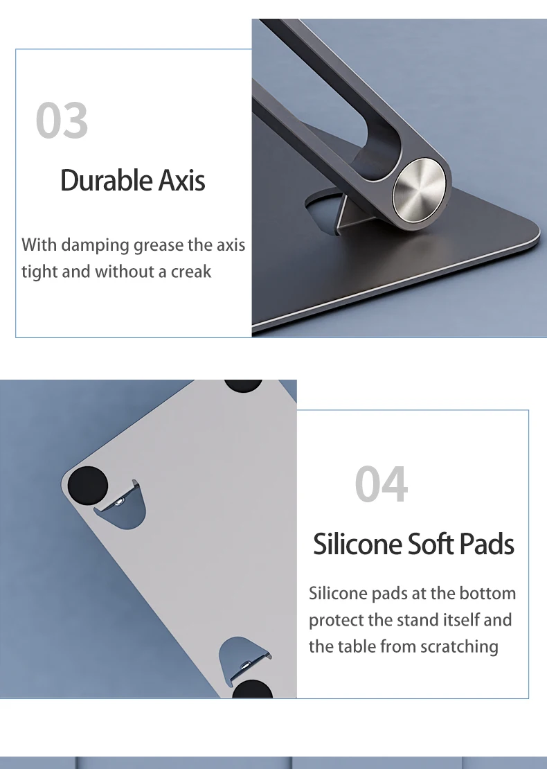 OEM/ODM Factory Aluminium Alloy  Portable Laptop Stand Stable Folding Height Adjustable Laptop Riser Desktop Laptop Holder