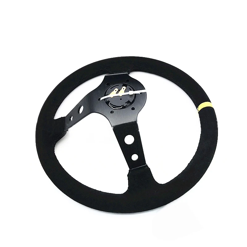 350mm Car Racing Drift Sport Steering Wheel Suede Leather Deep Dish Bottom Boss Hub for Sparco