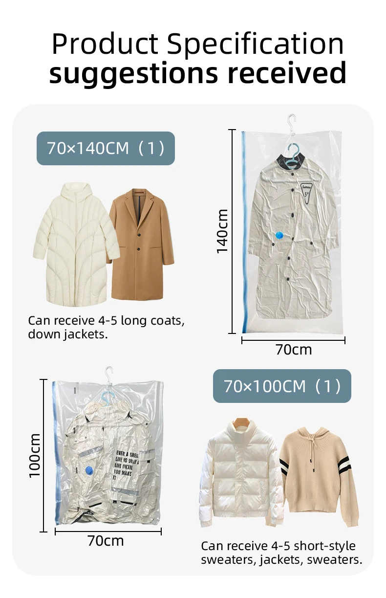 Vacuum Compression Bag 75% Space Saver Hanger Vacuum Bags For Clothes