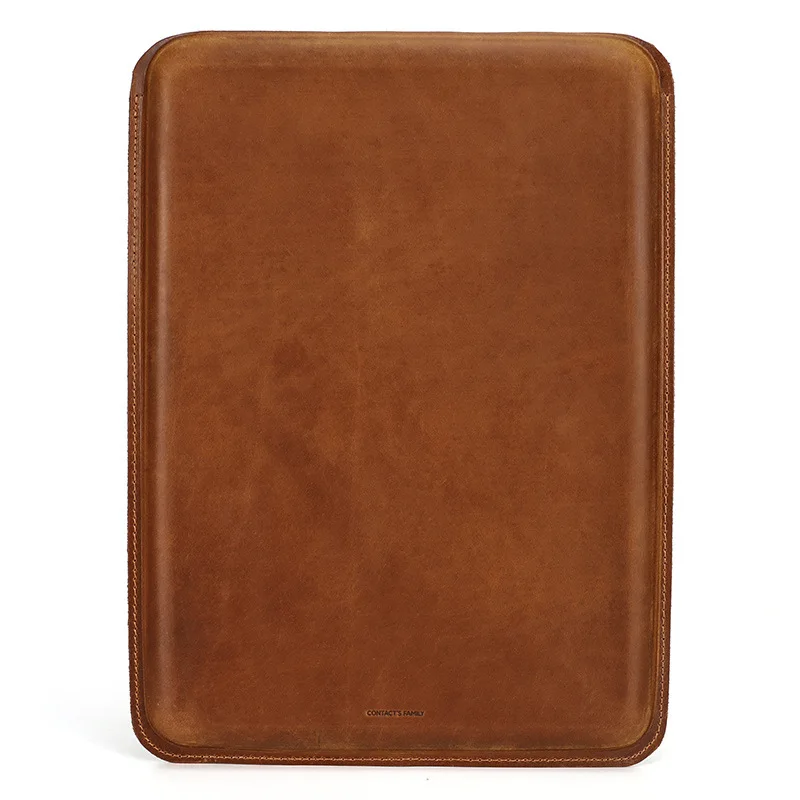 Minimalism Crazy Horse Leather Cover for MacBook Pro 16 Inch Portable Notebook Protective Laptop Sleeve Customize Logo Size