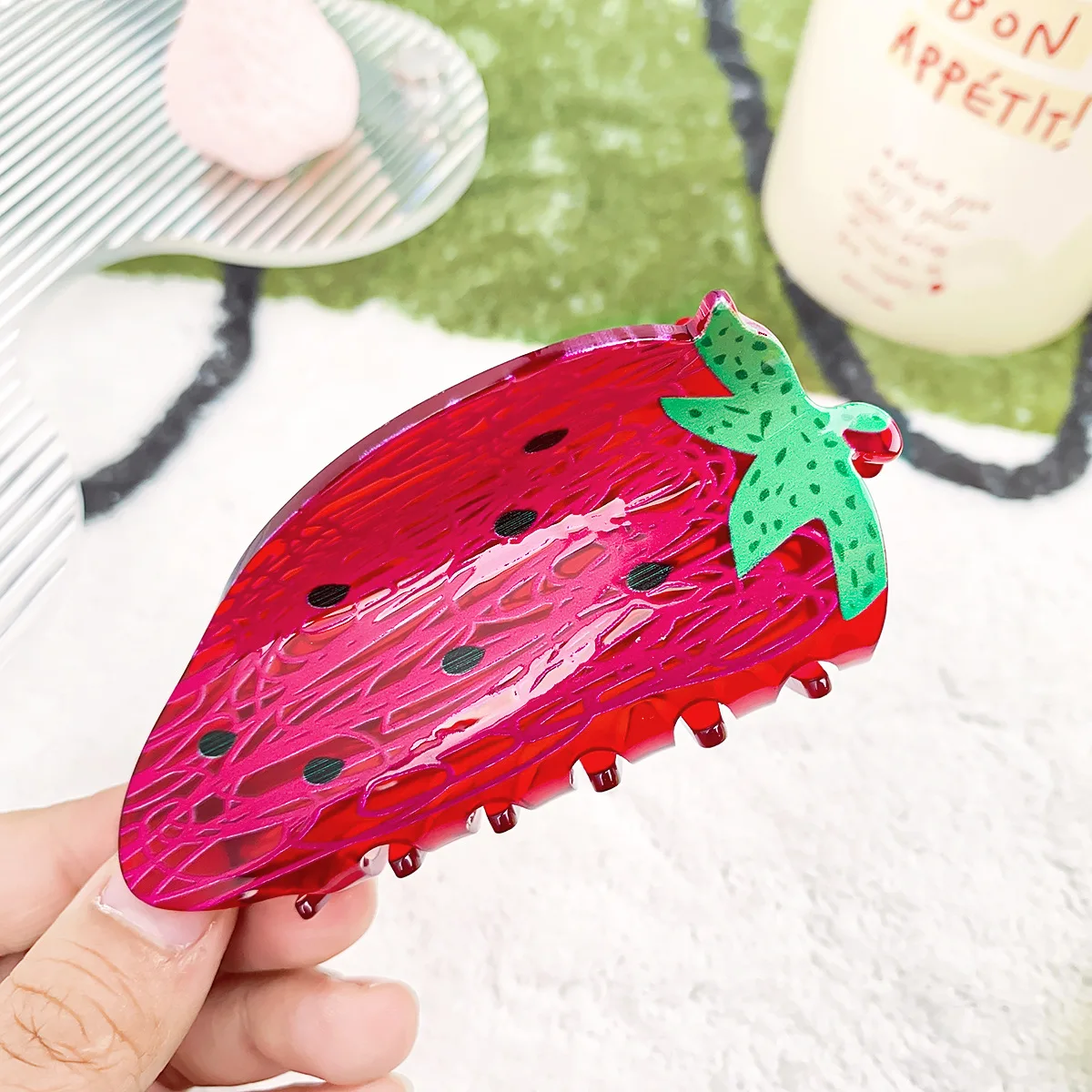 Newest Design Fruits Series Strawberry Hair Claws Clips For Girls Sweet Acrylic Shark Clip Watermelon Lemon Fruit Hair Claw