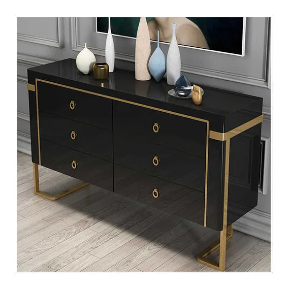 Modern Buffet/Dining Server, Black/Rose/white