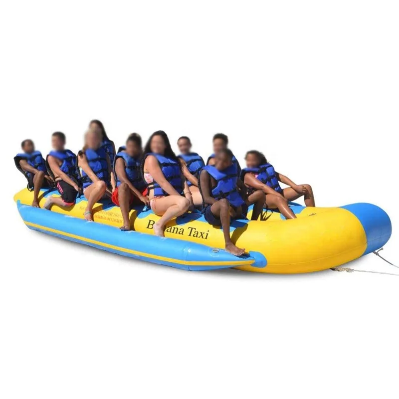 Water sport 12 rider large commercial inflatable towed banana taxi bus float banana boat for sale