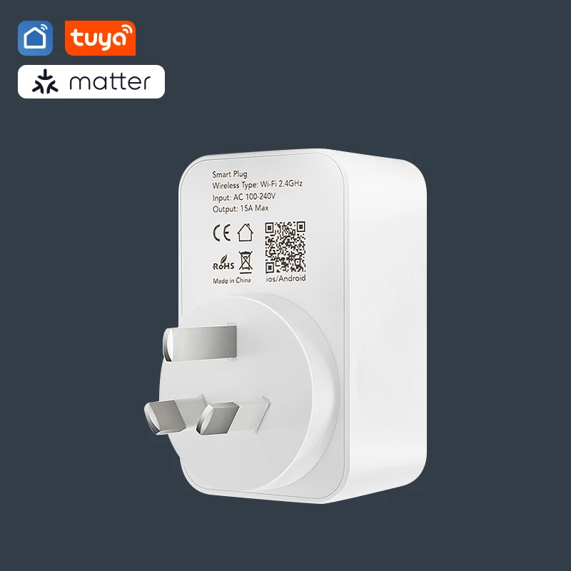 SAA Approved Australia Standard Smart Plug 15A with Overload Protection Energy Monitor Tuya WiFi Wireless Smart Socket Plug