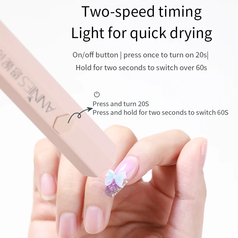 UV Light for Gel Nail Stickers Diamond Nail Lamp Handheld Nail Drying Lamp UV Led