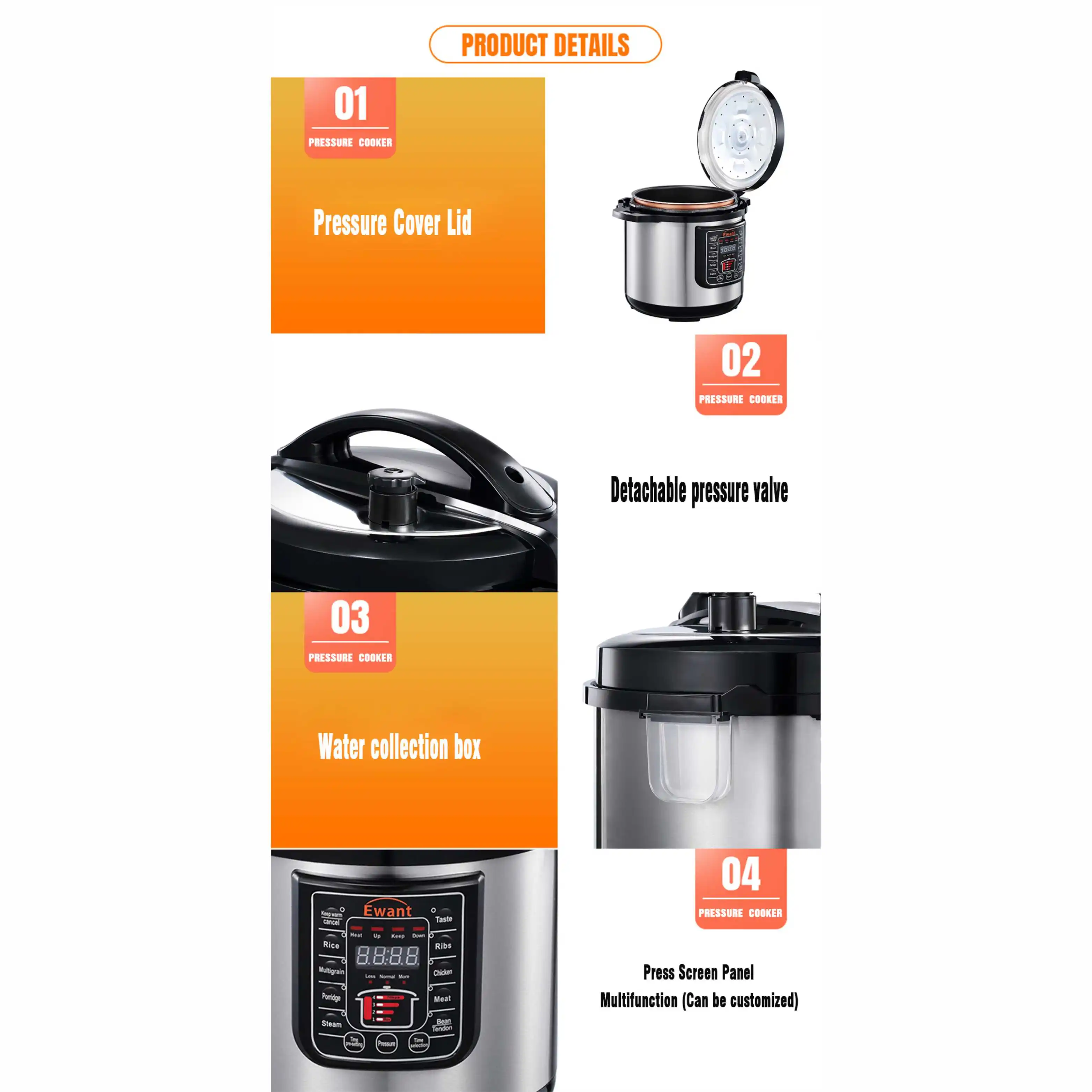 Ewant 6L Коммерческая электрическая скороварка из нержавеющей стали внутренний