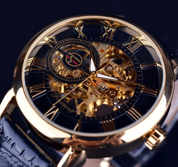 Forsining gold Skeleton Mechanical automatic movemet luxury oem men watch