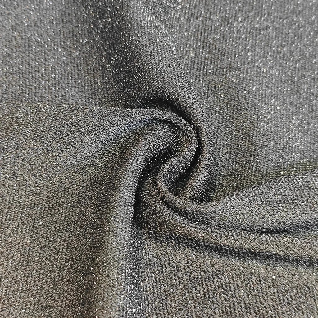 Cheap Made In China 55% Polyester 40% Lurex 5% Spandex 180Gsm Metallic Stretch Fabric Terry Metallic Hoodies Metallic for dress