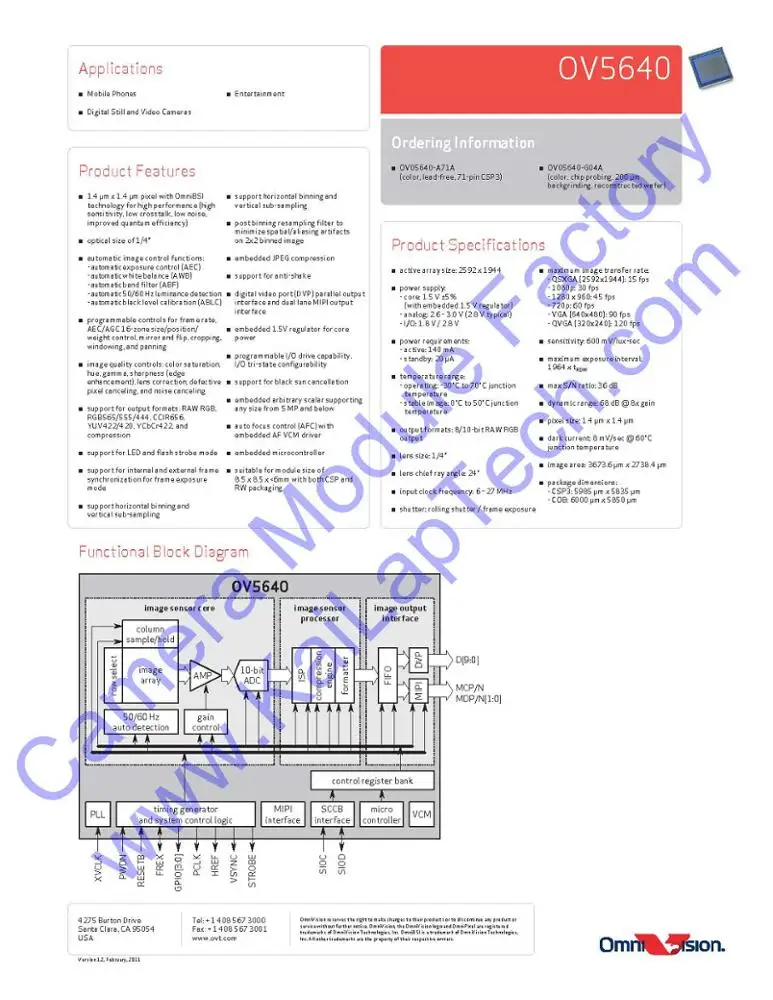  KLT-KD6-OV5640 V4.3 IR850 Интерфейс OmniVision OV5640 MIPI с фиксированным фокусом и 5-мегапиксельным модулем