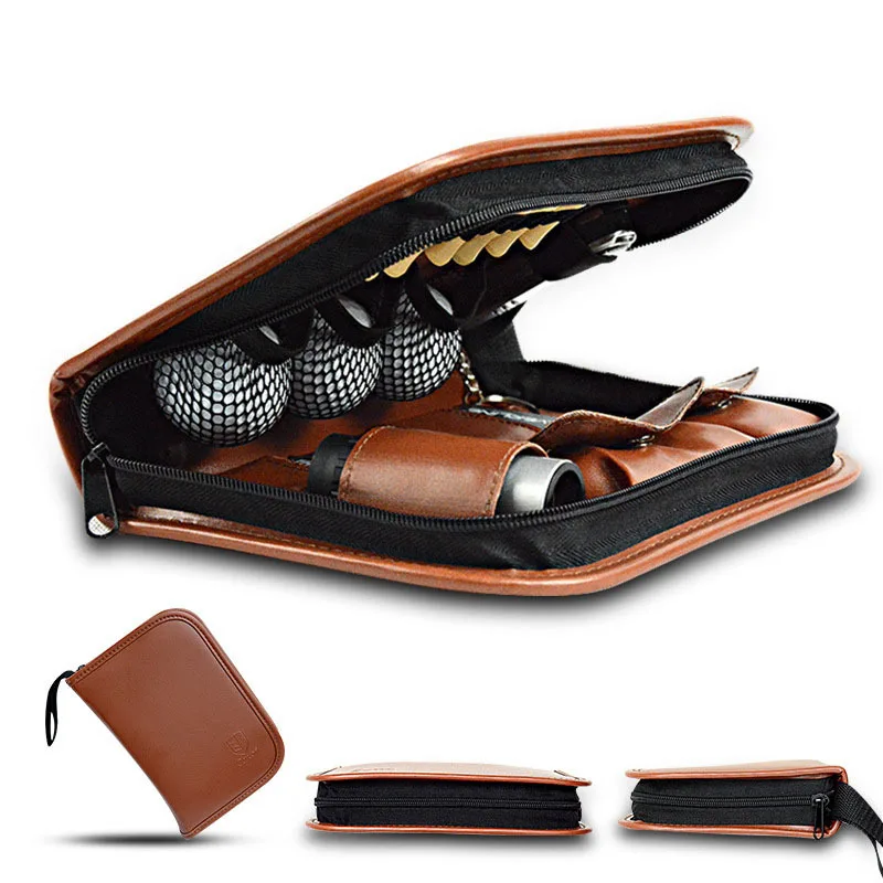 High quality golf accessory bag, convenient to carry leather multifunctional storage bag golf bag
