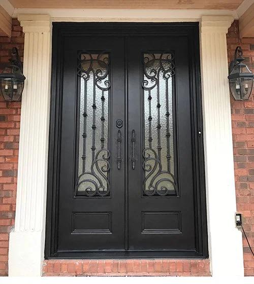 French Black Balcony Patio Door Wrought Iron Swing Wrought Iron Door Windows and Doors