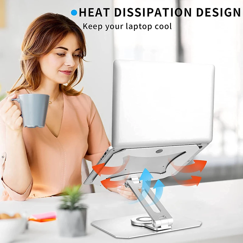 11~17 inch portable alloy foldable notebook mount holder 360 degree rotating adjustable rotatable aluminum laptop stand