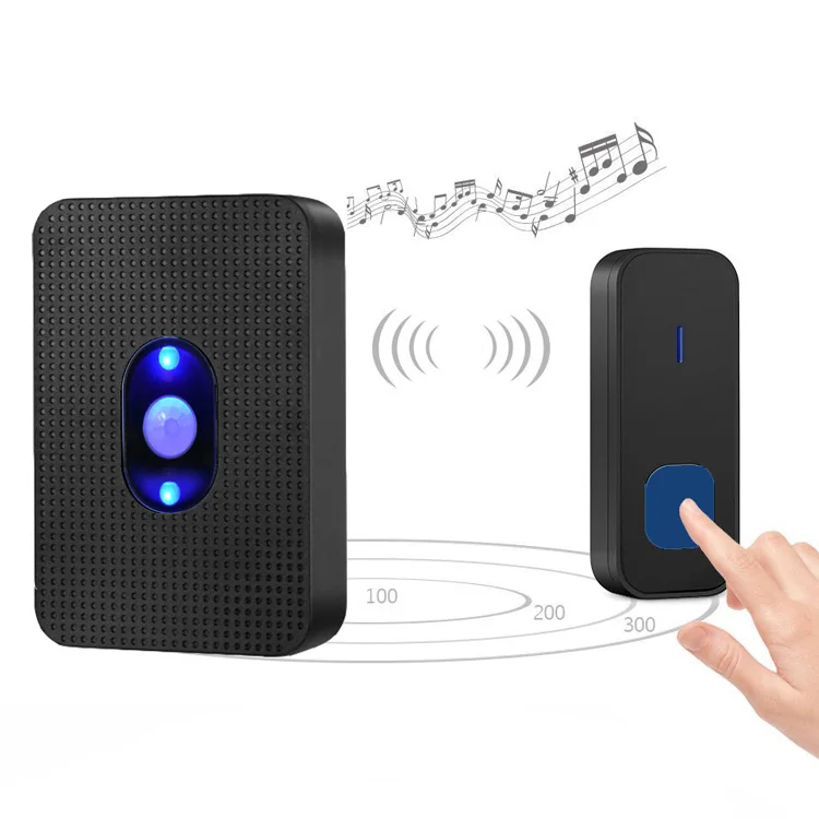 
Hot Sale IP55 Waterproof Wireless Doorbell 55 Chimes Doorbell with Indicate Light Support Customized LOGO 