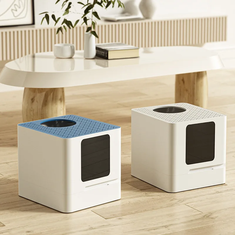 Cat Litter Box Pet Toilet With Drawer And Pet Plastic Scoop Kitty Liter Tray Plastic Foldable Cat Litter Box