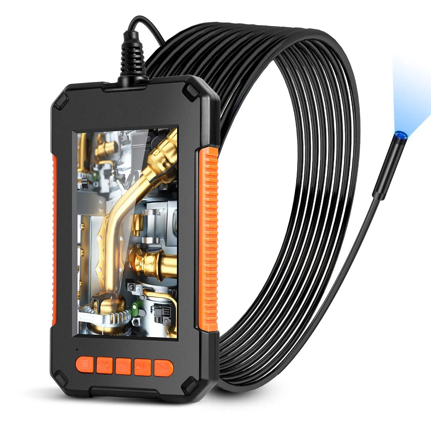 Endoscope Camera 3.9mm Borescope Inspection Camera 4.3' Screen 1080P HD Snake Camera with LED Light, Semi-Rigid Cable