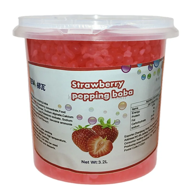 Popping boba bubble tea ingredients strawberry flavor