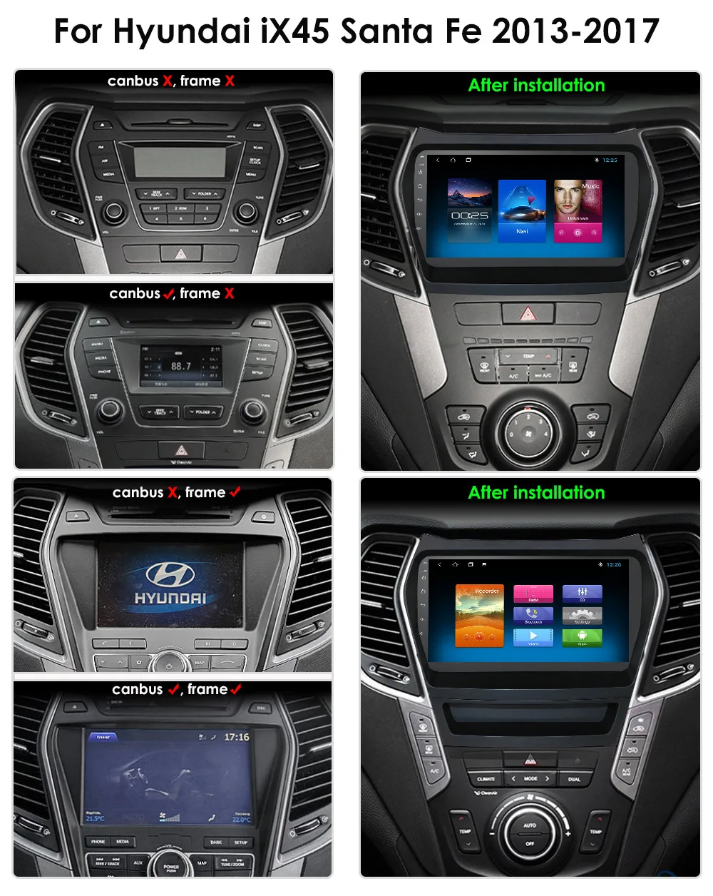 YHT Android 10 Car DVD Player For Hyundai IX45 Santa Fe 2013-2017 Radio Stereo 9 inch GPS Navigation BT DSP Audio Video