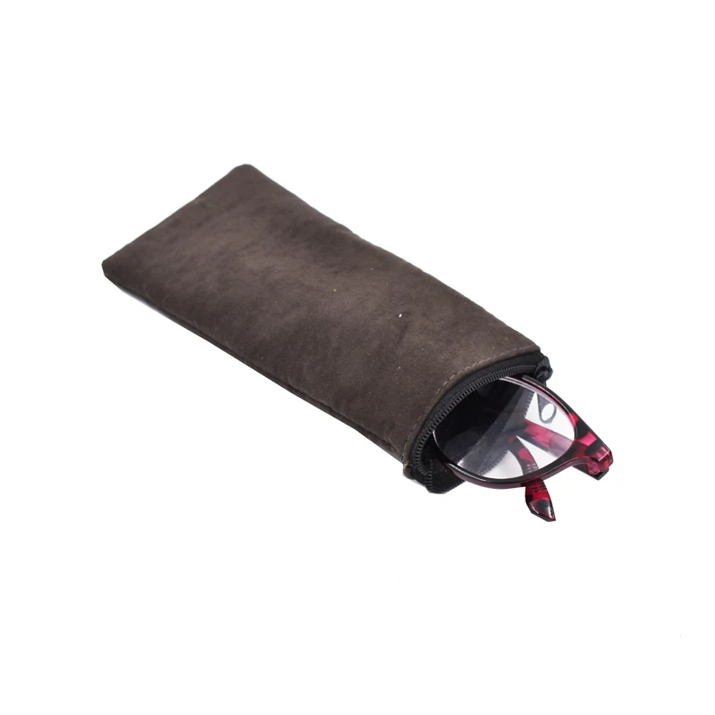 suede fabric eyeglasses case custom glasses pouch zipper glasses cases