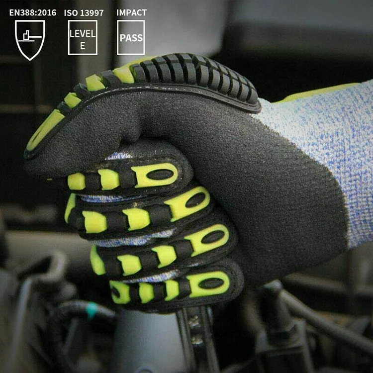 13Ge Hppe Shell Mechanic Gloves Anti-cut Oil And Gas Level 5 Cut Resistant Safety Glove