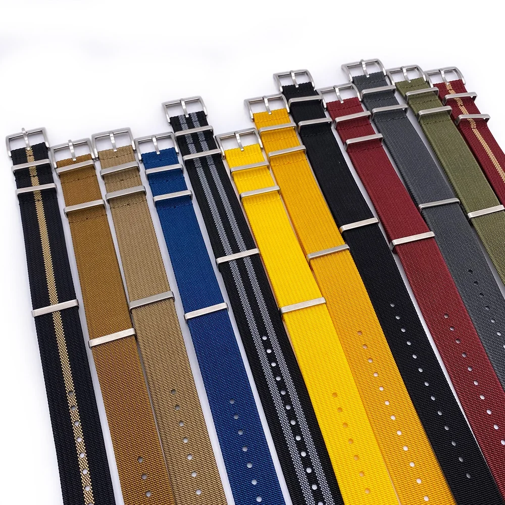 Hot Selling Factory Sport Breathable Wristband 18mm 20mm 22mm Ribbed Nylon Watch Strap 19mm 21mm 24mm