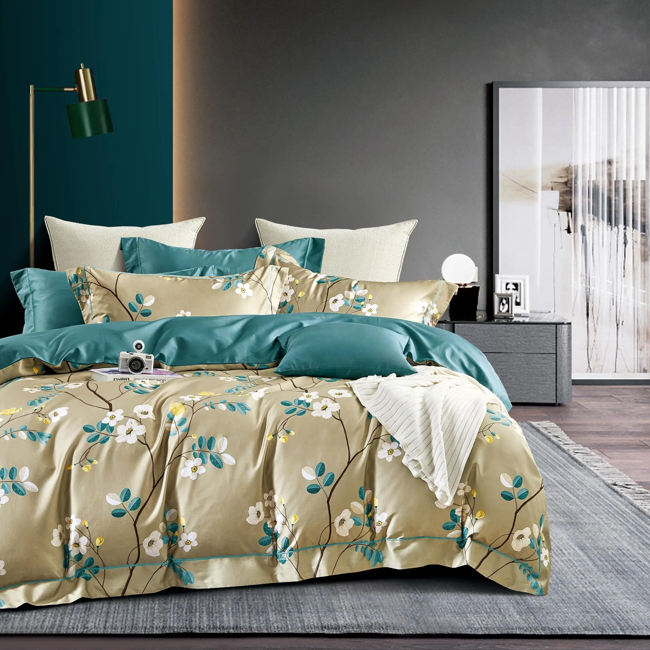 roll packing in stock low MOQ pure cotton satin fabric for bed linen