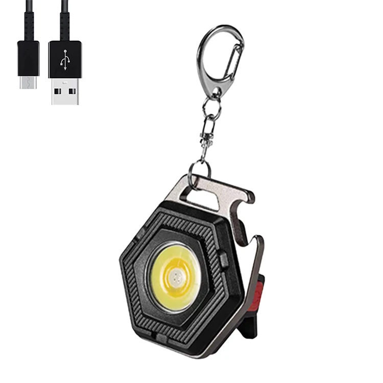 Mini LED Working Light Portable Pocket Flashlight USB Rechargeable Key Light Lantern Camping Outside Hiking COB Lantern