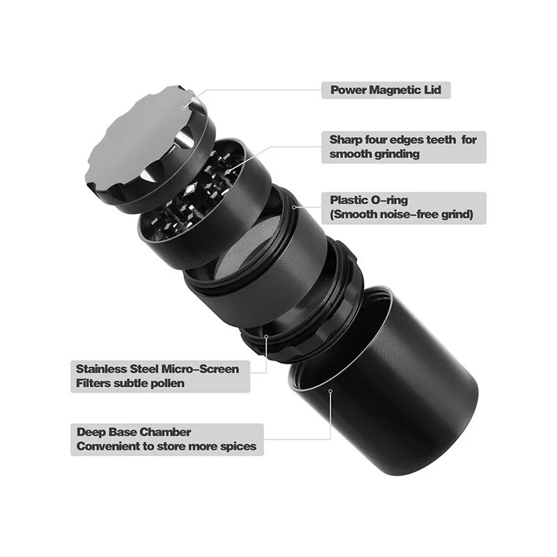 Custom Logo Aluminum Herb Grinder With Storage Jar One To More Kit Metal Tobacco Grinder