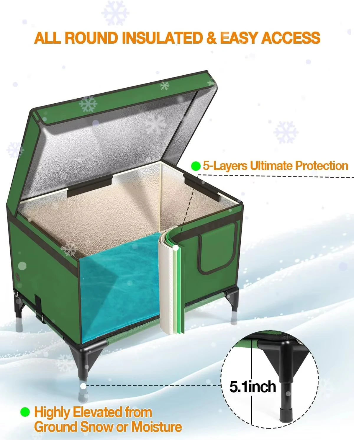 ZMaker New Heated Cat House And pet Mat Winter for Outside Insulated Outdoor Cat Shelter with Heater Waterproof Heated Cat Bed