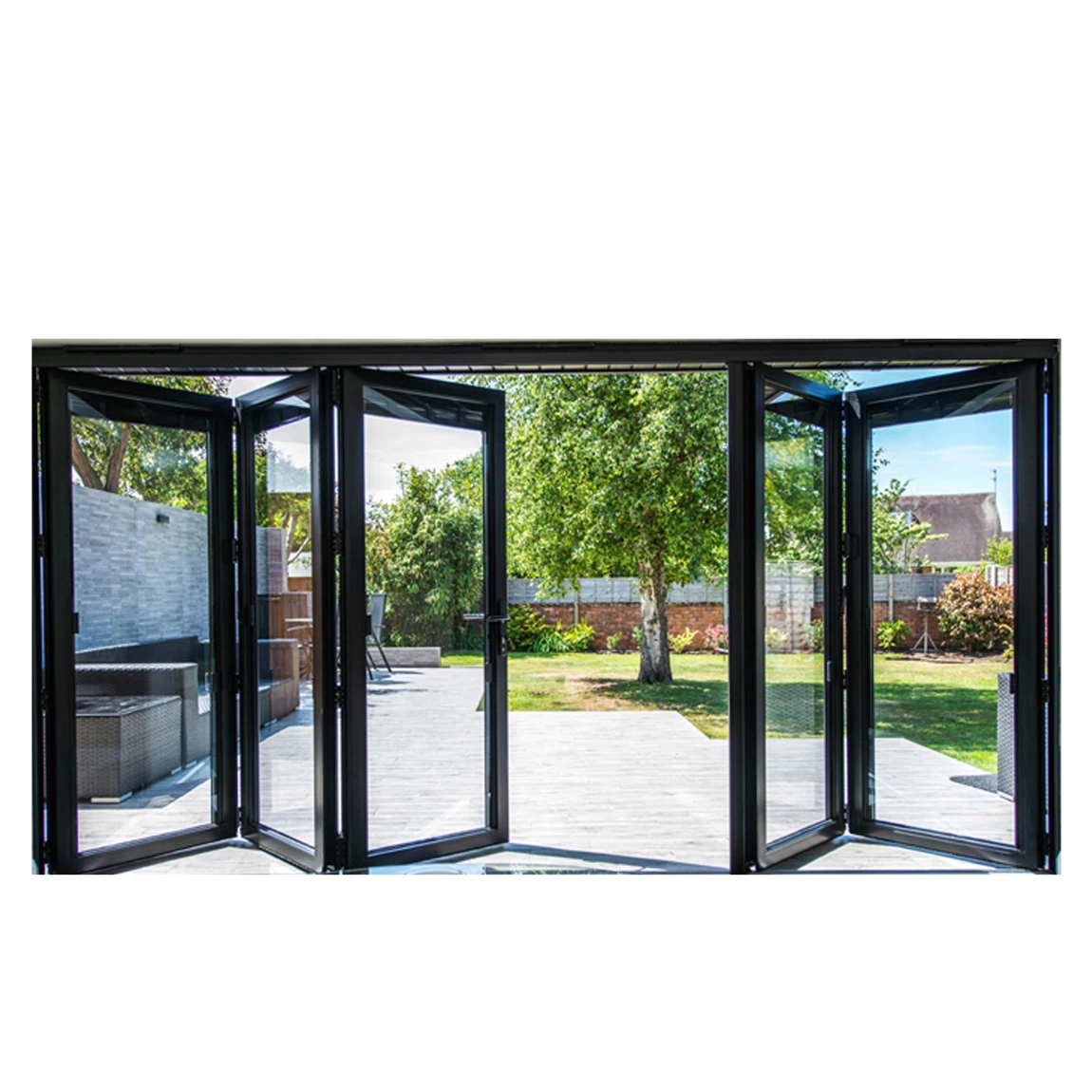 Customized Security Metal Frame Sliding Bifold Door Aluminum Folding Patio Folding Door Bifold Door Outside