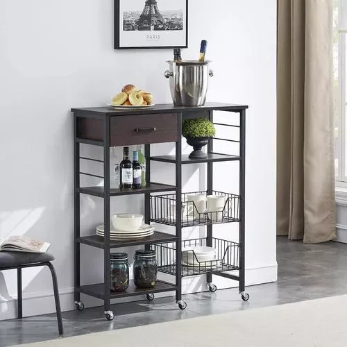 wooden rolling storage kitchen trolley wheels island cart with drawers mobile food kitchen cart
