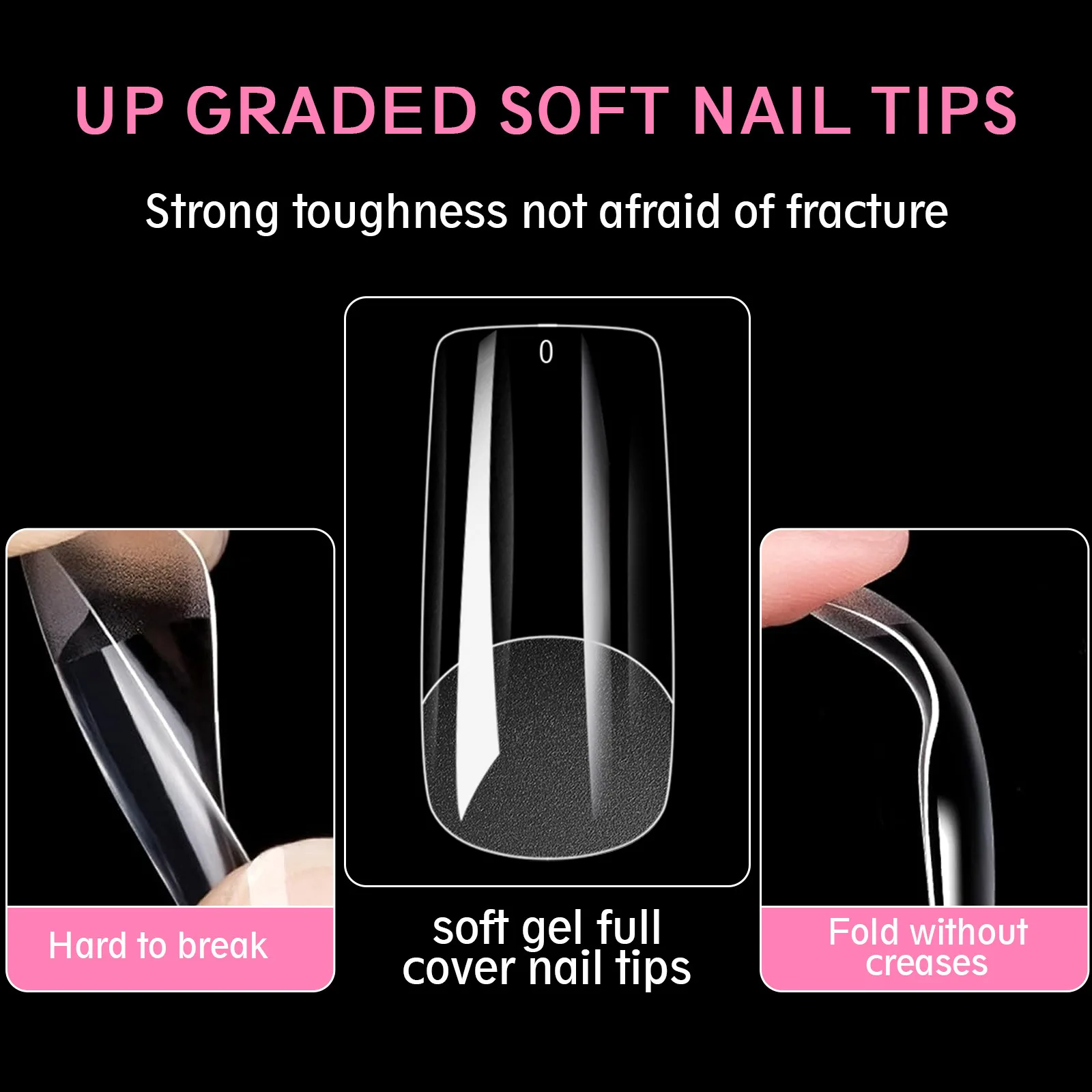 550PCS Soft Gel X Nail Tips Matte Seamless Pointed Press on Full Cover False Nail Tips for Acrylic Nail Tip
