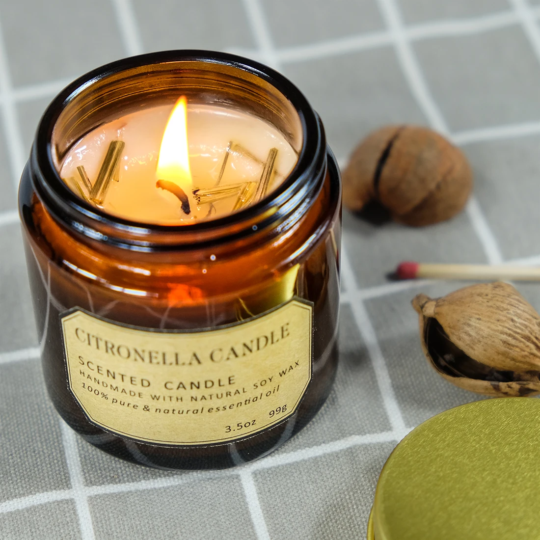 
Wholesale private label Luxury Citronella Glass Soy Wax 100ml Scented Candle Jar 
