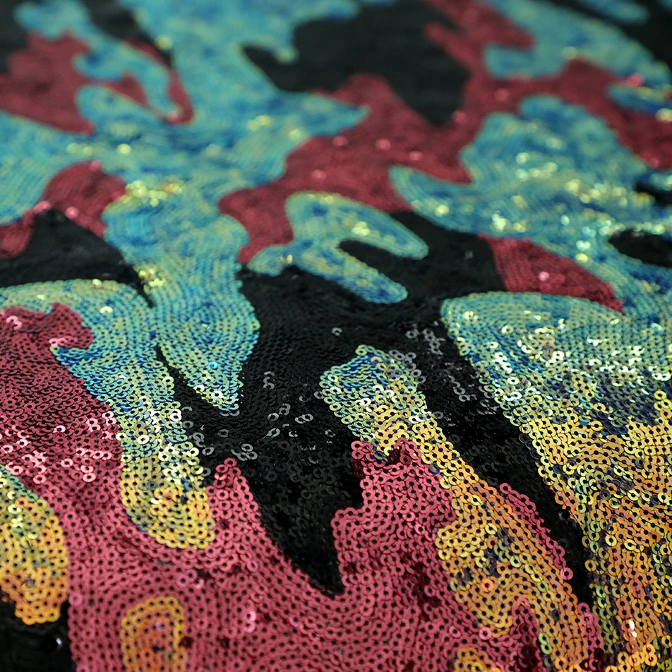 ARCHSTELLA Camouflage Iridescent 4-way Stretch Sequins Shiny Fashion Dress Fabric