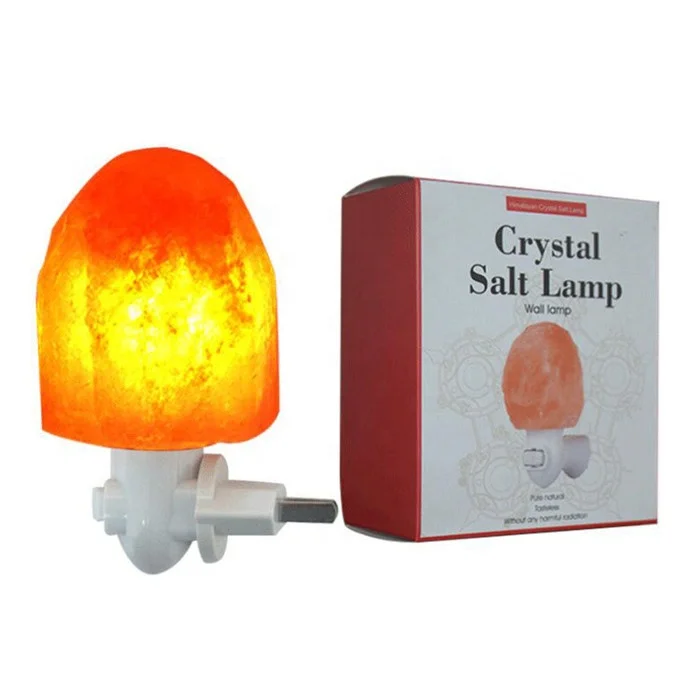 Himalayan Salt Night Light salt lamp Hand Carved Natural Salt Wall Lamp with 360 Degree Rotatable Plug