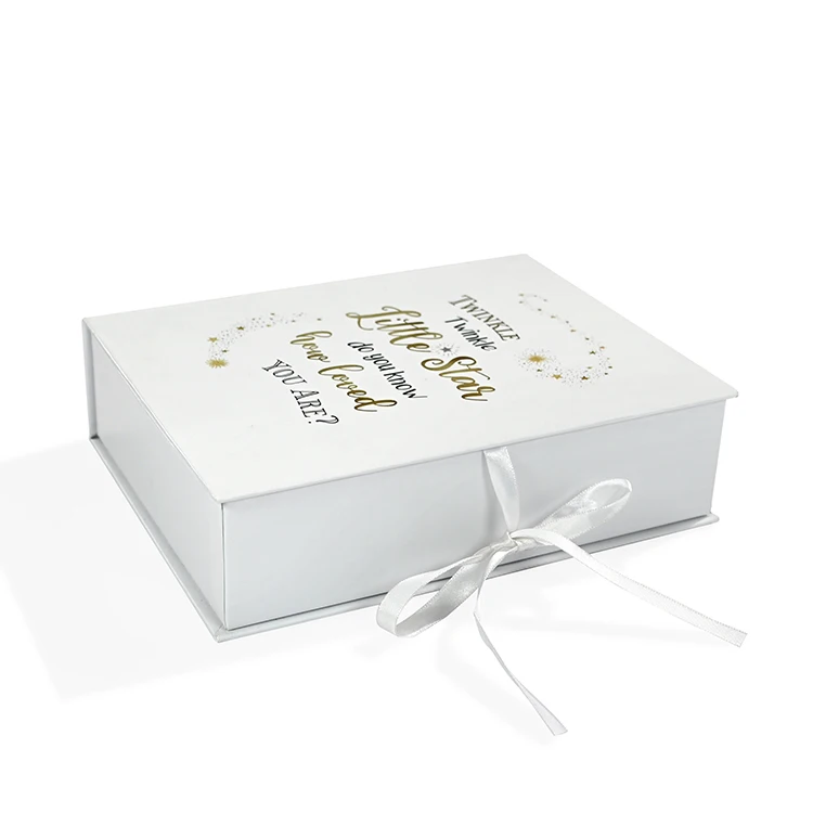 Custom Eco Friendly Decorative Cardboard Paper Baby First Tooth Keepsake Box With Ribbon