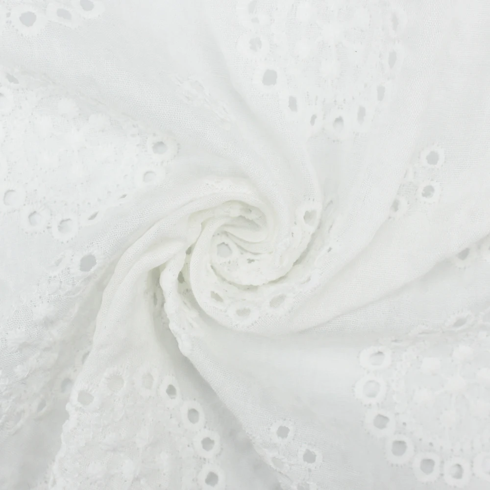 Golden Supplier Cut Work Eyelet Flower Lace 100% Cotton Embroidery Swiss Fabric For Dress